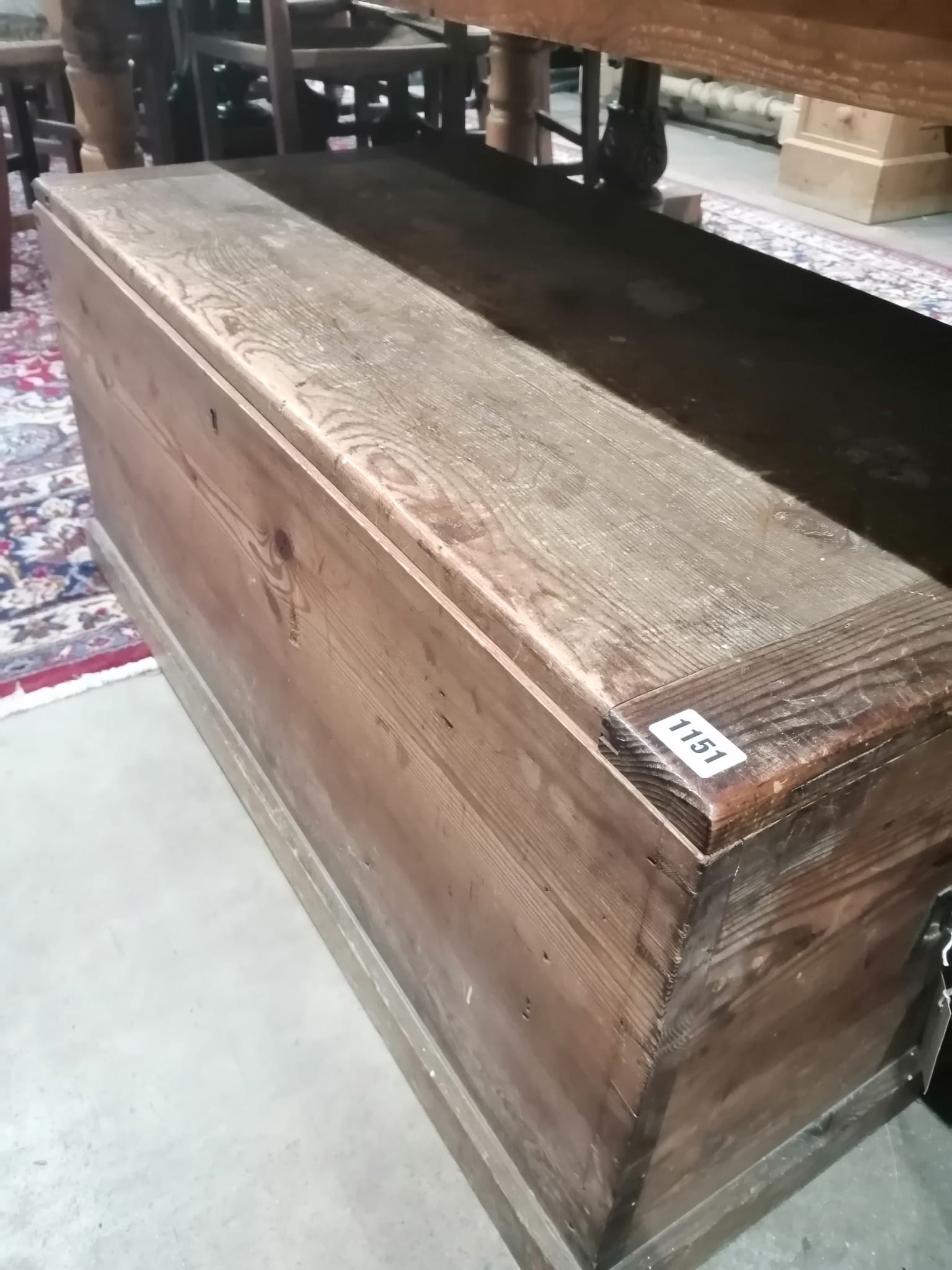 A Victorian pine trunk, length 96cm, depth 50cm, height 45cm